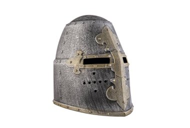 Medieval knight helmet isolated on white background with clipping path