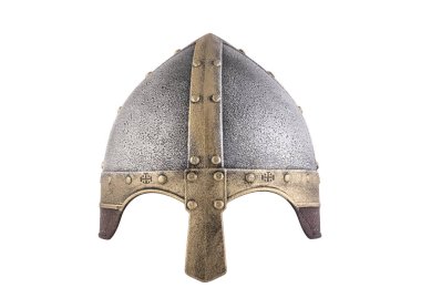 Medieval knight helmet isolated on white background with clipping path
