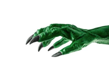 Yeşil canavar el kırpma yolu ile beyaz arkaplanda izole