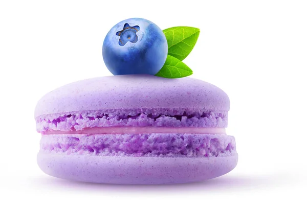 Purple Macaroon Creme Blueberry Top Side View Isolated White Background Fotografia De Stock
