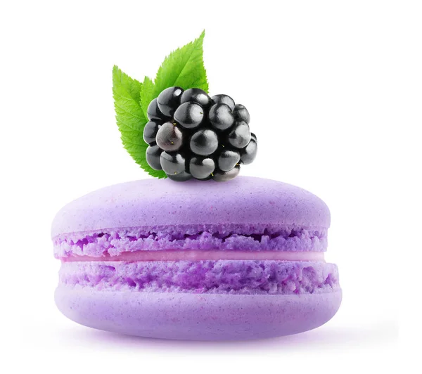 Pink Macaroon Creme Blackberry Top Side View Isolated White Background Imagem De Stock