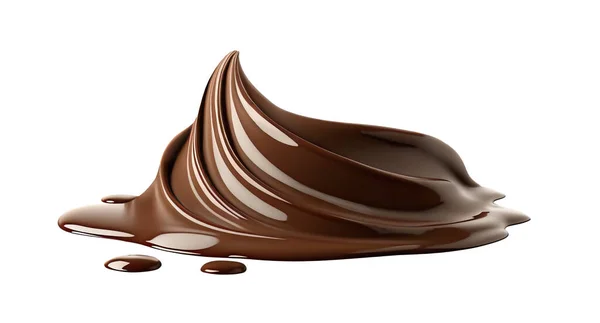 Melted Chocolate Swirl Isolated White Background — Stock Photo, Image