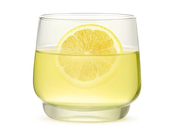 Limonade Glas Mit Einer Scheibe Zitronenfrucht Isoliert Auf Weiß — Stockfoto