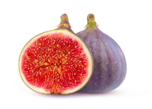 Halved Fresh Fig Fruits Isolated White Background — Stock Photo, Image