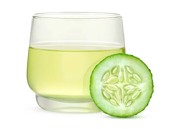 Cucumber Drink Glass Piece Cucumber Isolated White Background — Stock Photo, Image