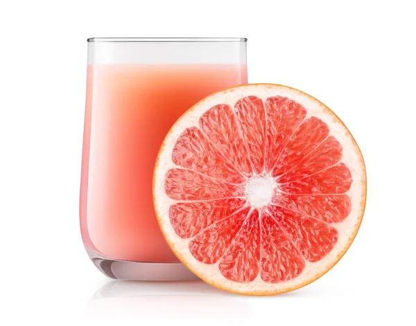 Fresh Grapefruit Juice Glass Slice Pink Grapefruit Isolated White Royalty Free Stock Images