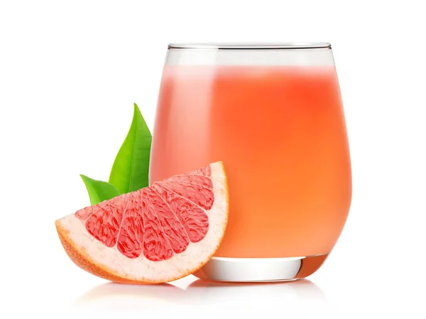 Glass Grapefruit Juice Piece Pink Grapefruit Isolated White Background Stock Photo