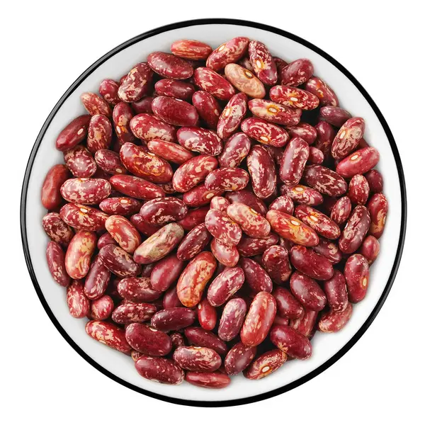 Speckled Red Kidney Beans Bowl Top View Isolated White Background Stock Picture