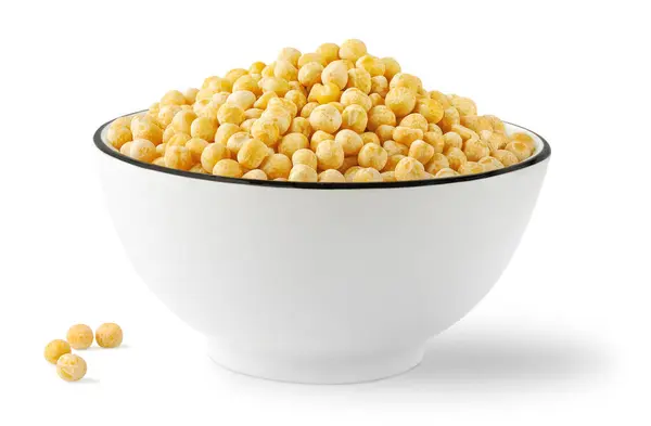 Bowl Raw Yellow Chickpeas Isolated White Background Stock Image
