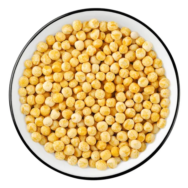 Top View Yellow Chickpeas Bowl Isolated White Background Stock Photo