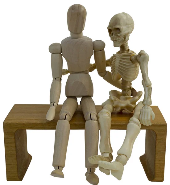 Esqueleto Persona Con Sus Brazos Alrededor Uno Del Otro — Foto de Stock