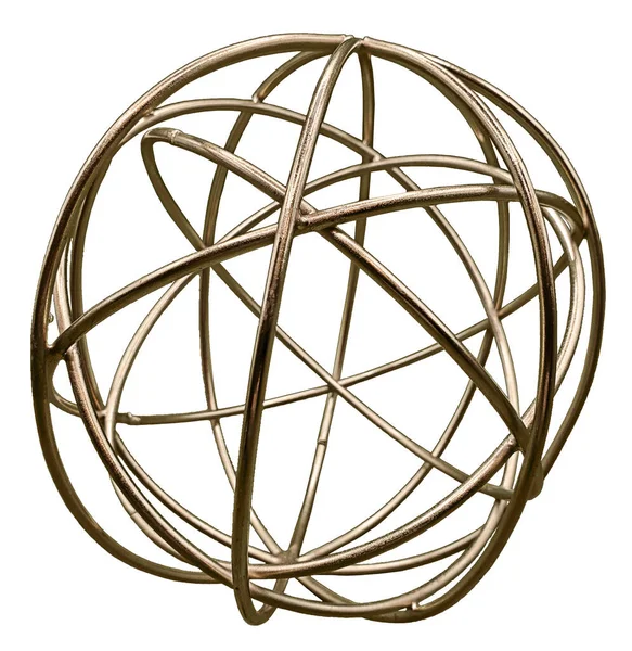 由一组相互交织的圆环构成的金属球 — 图库照片