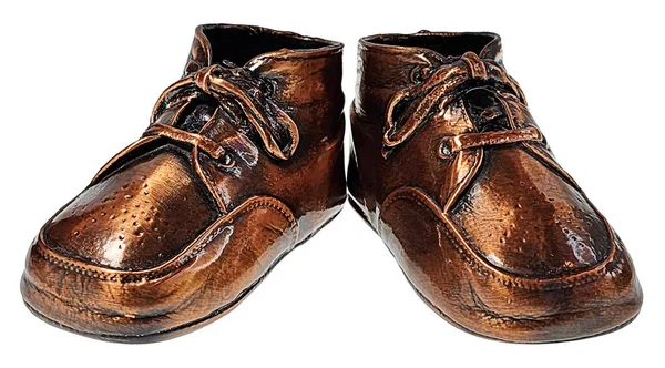 Бронзове Дитяче Взуття Пам Яті Дитинства — стокове фото