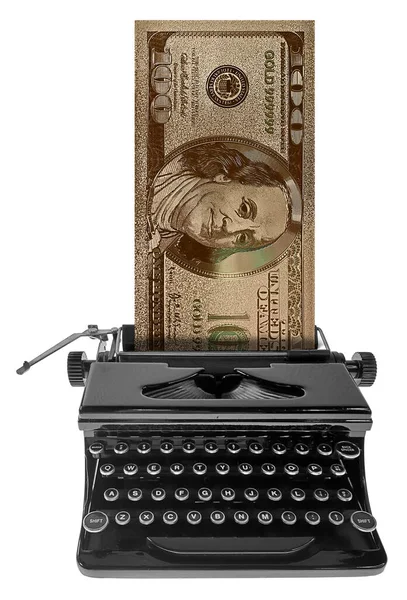 Gold Bill Typewriter Showing Making Money Home — Stock Photo, Image