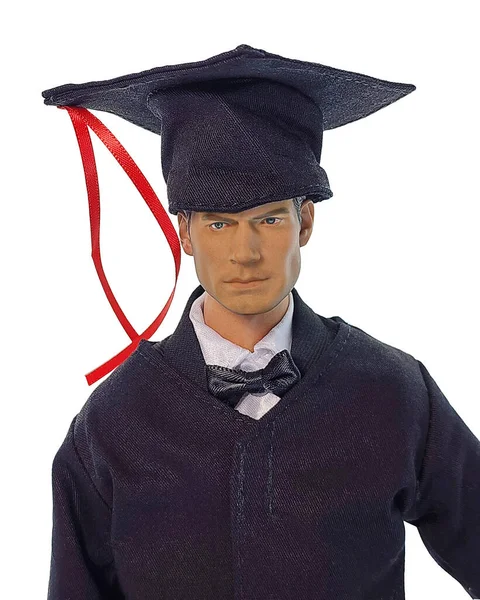 Wearing Graduation Cap Gown Graduating — Stock Photo, Image