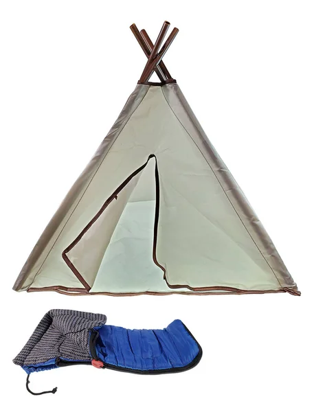Teepee Camping Tent Slaapzak Gebruikt Voor Kamperen Wildernis — Stockfoto