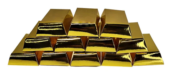 Stacked Pile Gold Bars — Stock Photo, Image