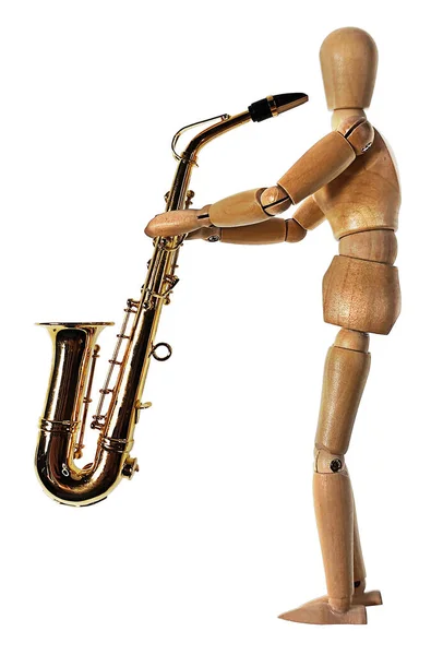 Utilisation Saxophone Laiton Pour Jouer Musique — Photo