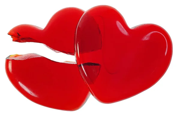 Trying Repair Broken Relationship Shown Broken Red Glass Heart — Stock Photo, Image
