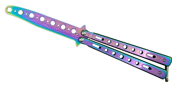 Colorful Practice Butterfly Knife Laying Diagonally — Stock Photo, Image