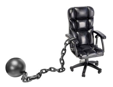 Kol istirahatı olan yönetici ofis koltuğu. Top ve zincirle oturmak için.