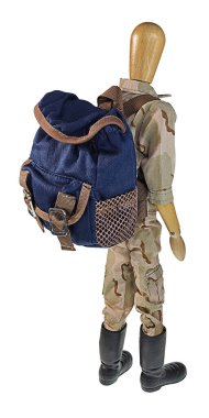 A soldier in the military with his backpack clipart