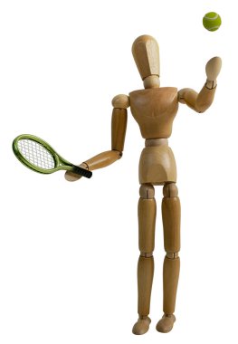 Yeşil raketle Sarı Tenis Topunu servis etmek