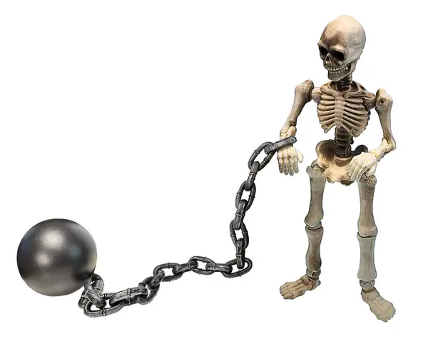 Standing Skeleton Holding His Hands Out Ball Chain Stock Photo