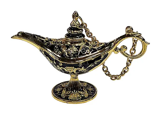 Una Lampada Oro Nera Aladino Foto Stock Royalty Free
