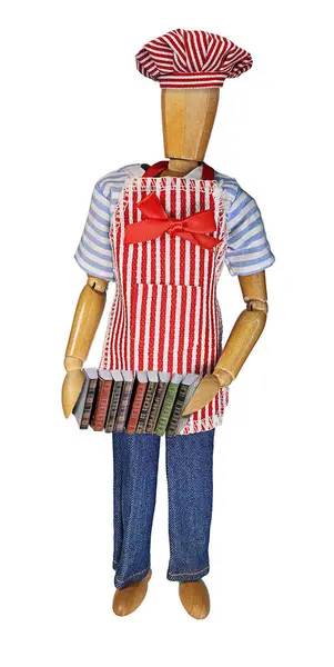 Red White Striped Chef Outfit Barbeque Cooking Holding Set Cookbooks Imágenes De Stock Sin Royalties Gratis