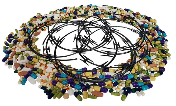 Coil Razor Wire Pills Show How Hard Quit Addiction Stock-billede