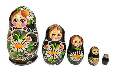 Matrioshka bebeklerini istifleme seti.