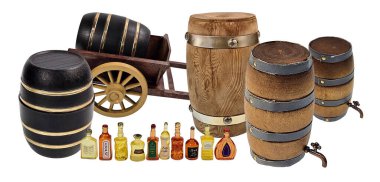 Tahta fıçı içki ve alkol içilmeye hazır.