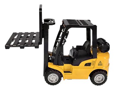Yukarı kaldırarak sola bakan büyük nesneleri hareket ettirmek için sarı bir forklift