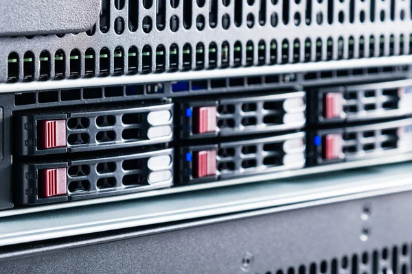Row Hard Drives Serving Data Storage Server Room — Stock Photo, Image