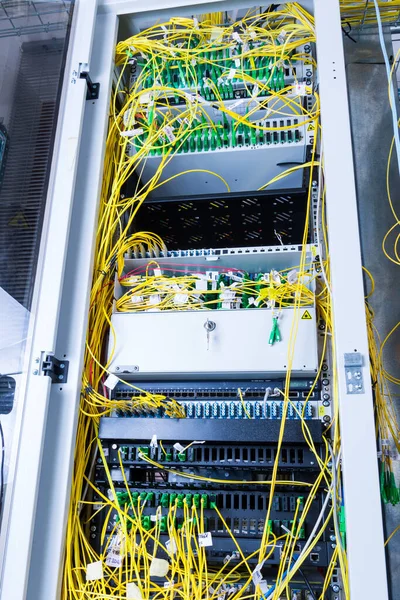 Data Center Servers Fiber Optic Cables — Stock Photo, Image