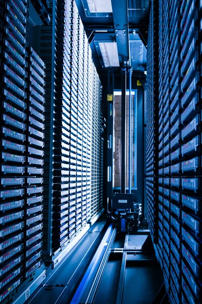 data cloud tapes inside data center racks