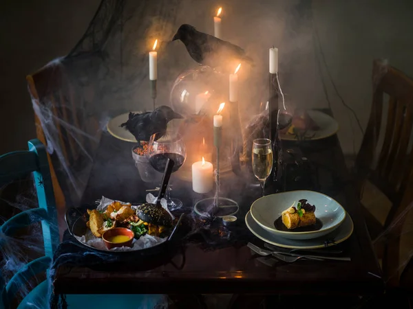 Halloween Dinner Table Setup — Stock Photo, Image