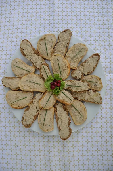 Mackerel Rillettes Slices Bread — Stock Photo, Image