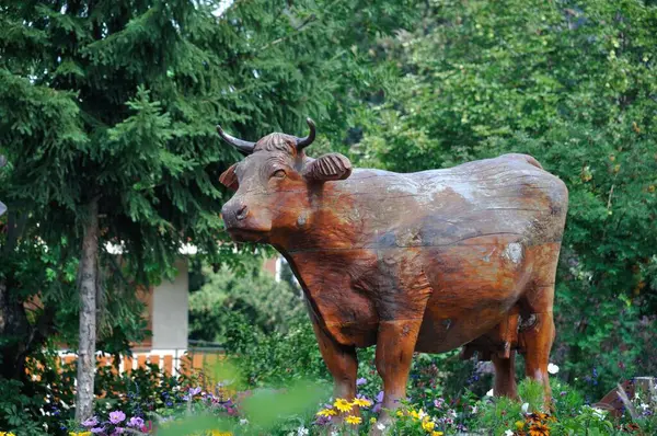 Cow Sculpture Valloire Stock Photo