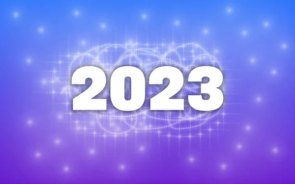 Happy New Year 2023 and many stars in blue violet background