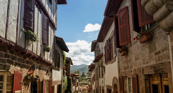 Ulice Domy Starém Saint Jean Pied Port Pays Basque Francie — Stock fotografie