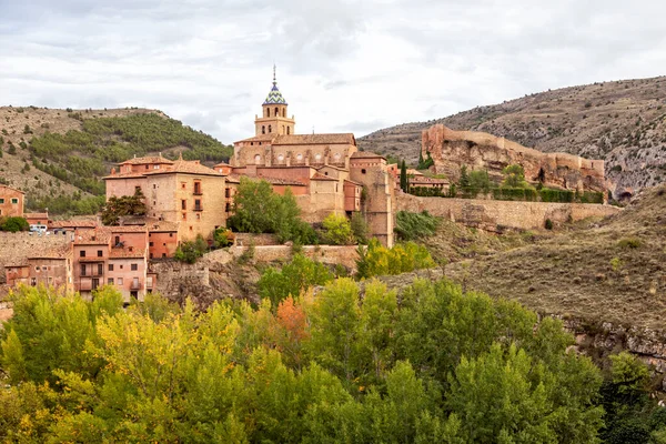 Вид Город Альбаррасин Теруэле Испания Лицензионные Стоковые Изображения