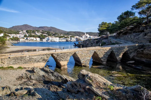 Pohled Cadaques Mostu Sortell Girona Španělsko Stock Snímky