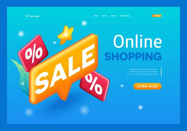 Isometric Cartoon Online Shopping Concept Vivid Illustration Encourage Buying Discounts — Stock Vector