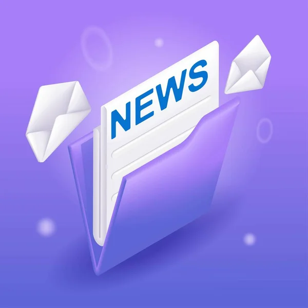 Trending Isometric Cartoon Icon Storage Processing News Information News Email — Stock Vector