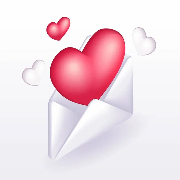 Trending Isometric Cartoon Symbol Konzept Eines Liebesbriefes Ein Geöffneter Umschlag — Stockvektor