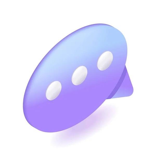Isometrisch Cartoon Symbole Violettblaue Sprechblase Für Den Text Benachrichtigungskonzept Chat — Stockvektor