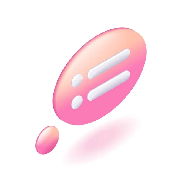 Isometric Cartoon Icons Light Pink Speech Bubble Text Notification Concept — Stock Vector