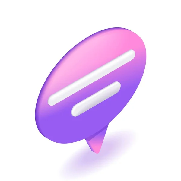 Isometric Cartoon Icons Pink Purple Speech Bubble Text Notification Concept — Stock Vector